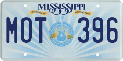 MS license plate MOT396