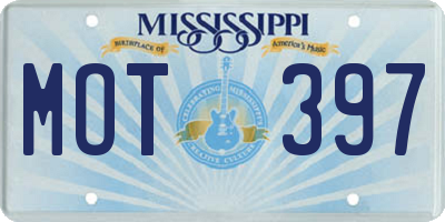 MS license plate MOT397