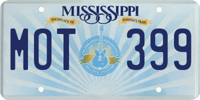 MS license plate MOT399