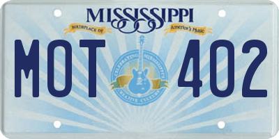 MS license plate MOT402
