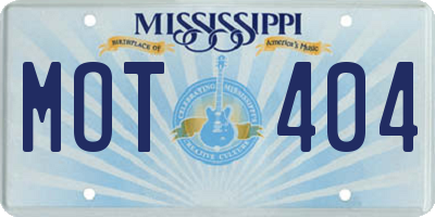 MS license plate MOT404