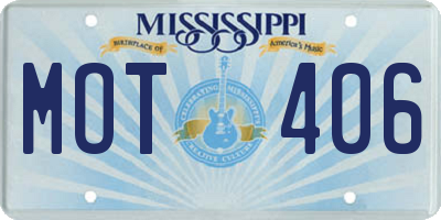 MS license plate MOT406