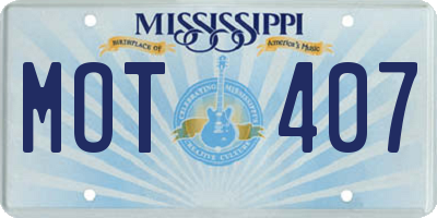 MS license plate MOT407
