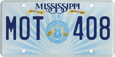 MS license plate MOT408