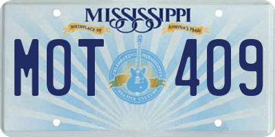 MS license plate MOT409