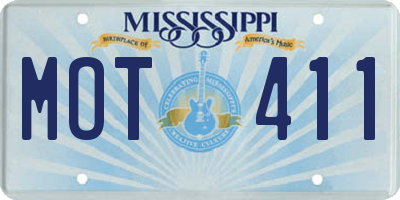 MS license plate MOT411