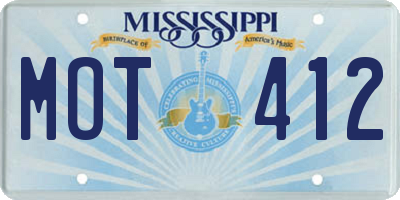 MS license plate MOT412