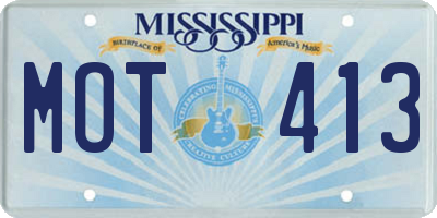 MS license plate MOT413