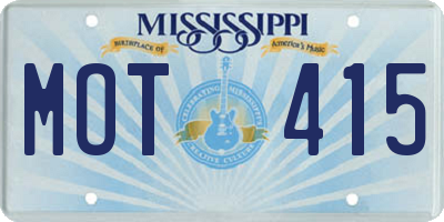 MS license plate MOT415