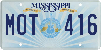 MS license plate MOT416