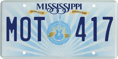 MS license plate MOT417