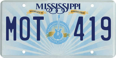 MS license plate MOT419