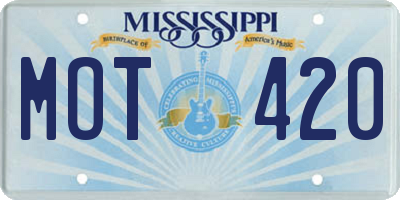 MS license plate MOT420