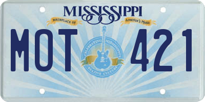 MS license plate MOT421