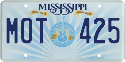 MS license plate MOT425