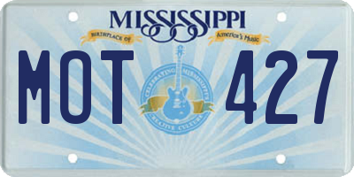 MS license plate MOT427