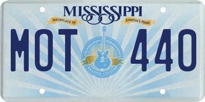 MS license plate MOT440