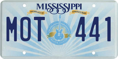 MS license plate MOT441