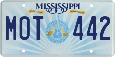 MS license plate MOT442
