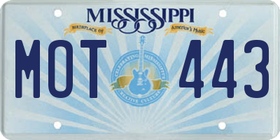 MS license plate MOT443