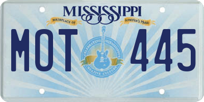 MS license plate MOT445