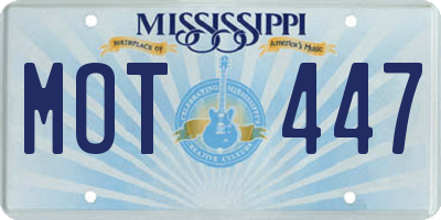 MS license plate MOT447