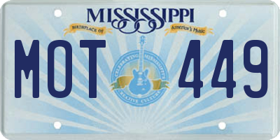 MS license plate MOT449