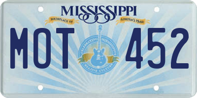MS license plate MOT452