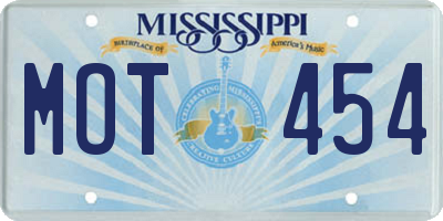 MS license plate MOT454