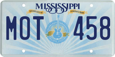 MS license plate MOT458