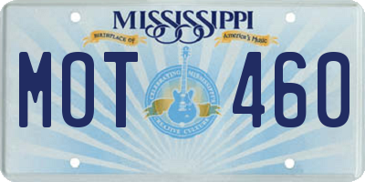 MS license plate MOT460