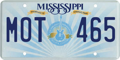 MS license plate MOT465