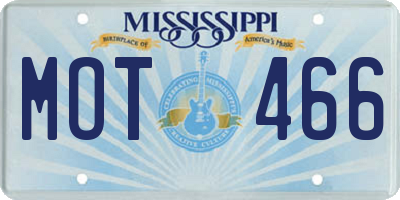 MS license plate MOT466