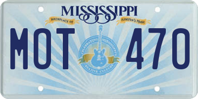 MS license plate MOT470