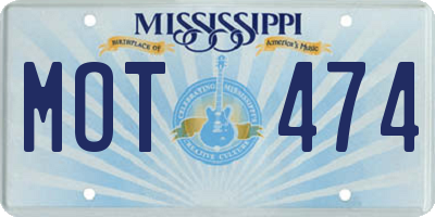 MS license plate MOT474