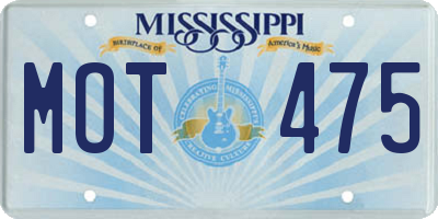 MS license plate MOT475