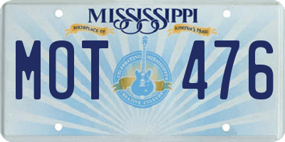 MS license plate MOT476
