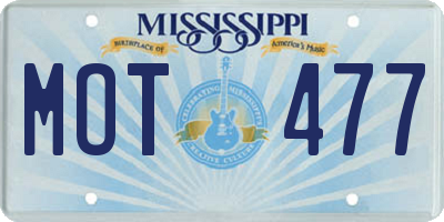 MS license plate MOT477