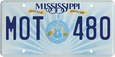MS license plate MOT480