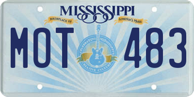 MS license plate MOT483