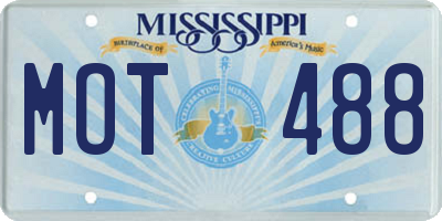 MS license plate MOT488