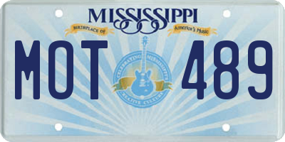 MS license plate MOT489