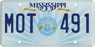 MS license plate MOT491