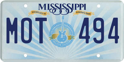 MS license plate MOT494