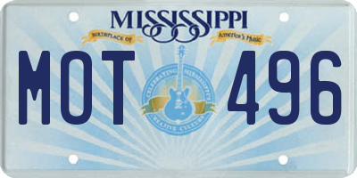 MS license plate MOT496