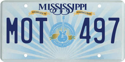 MS license plate MOT497