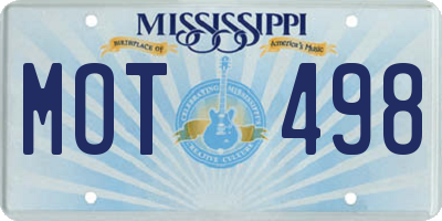 MS license plate MOT498