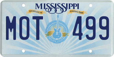 MS license plate MOT499