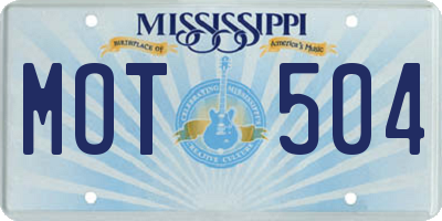 MS license plate MOT504