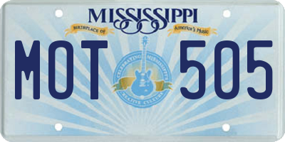 MS license plate MOT505
